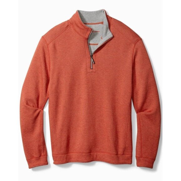 NEW! Tommy Bahama Reversible Flipshore Half Zip Pullover Sweater Orange 2XL - Picture 3 of 12